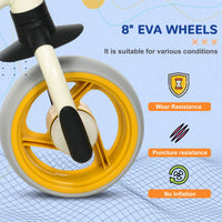 
              AIYAPLAY 8 inch Baby Balance Bike with Adjustable Seat Puncture-Free EVA Wheels Orange
            