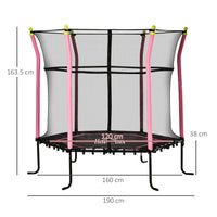 HOMCOM 5.2FT Kids Trampoline With Enclosure Indoor Outdoor for 3-10 Years Pink