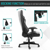 Vinsetto PU Leather Gaming Chair with Adjustable Head Pillow and Lumbar Support Black