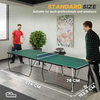 SPORTNOW 9FT Folding Table Tennis Table with 8 Wheels for Indoors and Outdoors GREEN
