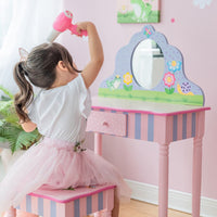 
              Fantasy Fields Childrens Play Wooden Vanity Table Stool Set & Mirror TD-13245A
            