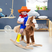 
              HOMCOM Kids Rocking Horse Wooden Plush Children Ride On Toy Rocker Baby Gift
            