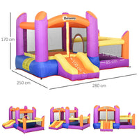 Outsunny Bouncy Castle with Slide Pool House Inflatable with Blower