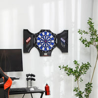 Electronic Dart Board Set with Cabinet 31 Games for 8 Players
