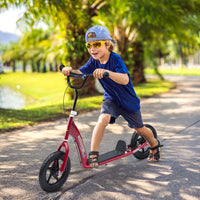HOMCOM Push Scooter Teen Kids Stunt Bike Ride On with 12 inch EVA Tyres RED