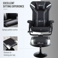 
              Video Game Chair Footrest Set Racing Style w/ Pedestal Base, Deep Grey
            