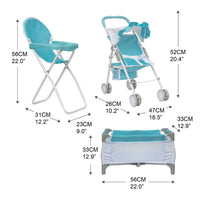 
              Olivia's Little World 3-in-1 Doll Stroller Doll High Chair & Cot Set OL-00013
            