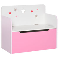 HOMCOM Kids Wooden Toy Box Children Storage Chest Bench Organiser Bedroom Pink