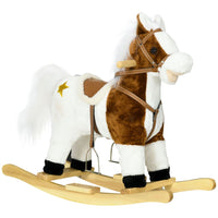 HOMCOM Rocking Horse with Music Sound Ride On Horse with Saddle for 3-6 Years