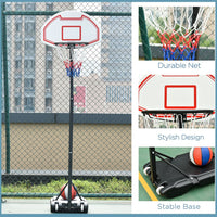 
              155-210cm Height Adjustable Basketball Stand Backboard Portable w/ Net HOMCOM
            