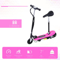 HOMCOM Kids Foldable Electric Powered Scooters 120W Toy Brake Kickstand Pink