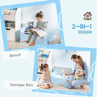 
              ZONEKIZ Two-In-One Wooden Toy Box Kids Storage Bench with Safety Rod Blue
            