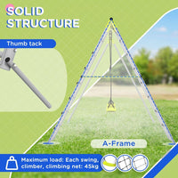 Outsunny 4-in-1 Metal Kids Swing Set with Double Swings Climber Climbing Net
