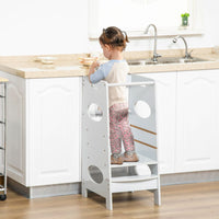 Kids Step Stool Toddler Kitchen Stool with Adjustable Standing Platform GREY