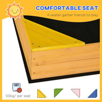 Outsunny Kids Wooden Sand Pit Sandbox with Seats for Gardens Playgrounds