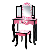 
              Fantasy Fields Kids Vanity Set Wooden Table With Mirror & Stool Pink TD-11670A
            