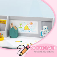 Two-Piece Childrens Table and Chair Set with Whiteboard Storage - Grey