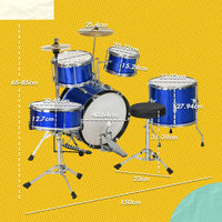 
              AIYAPLAY 11 Piece Junior Drum Set for Kids with Stool, Drumsticks, Blue
            