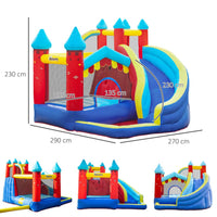 Outsunny Kids Bouncy Castle with Slide Pool Trampoline Climbing Wall with Blower