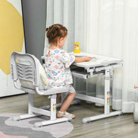 
              HOMCOM Kids Desk and Chair Set Adjustable Tiltable with Drawer Pen Slot Hook WHITE
            