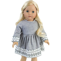 Sophia's Fair Isle 18 Inch Baby Dolls Clothes Set, Grey Doll Dress Leggings Hat Scarf