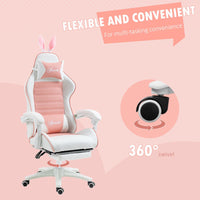 
              Vinsetto Racing Style Gaming Chair with Footrest Removable Rabbit Ears Pink
            