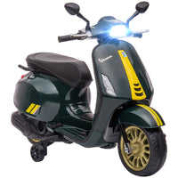 
              AIYAPLAY Vespa Licensed 12V Kids Electric Bike w/ 2 Training Wheels, Green
            