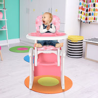 HOMCOM 3-in-1 Convertible Baby High Chair Booster Seat with Removable Tray Pink