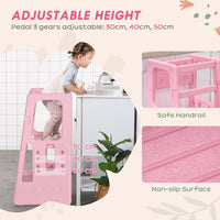 
              HOMCOM Kids Step Stool Adjustable Standing Platform Toddler Kitchen Stool Pink
            