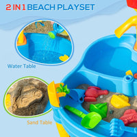 HOMCOM 2 in 1 Sand and Water Table for 18+ Months Kids Outdoor Beach Garden