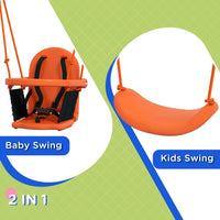 
              Outsunny Garden Swing Set for Toddlers Kids with Seats Safety Belt Orange
            