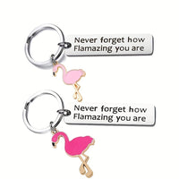 
              1 piece, Flamingo keychain, inspirational gift, never forget how much you have as a stainless steel keychain gift
            