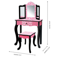 
              Fantasy Fields Kids Vanity Set Wooden Table With Mirror & Stool Pink TD-11670A
            