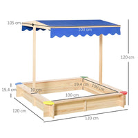 
              Outsunny Kids Wooden Cabana Sandbox Children Outdoor Playset with Bench Canopy
            