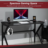 HOMCOM Spacious Gaming Desk Home Racing with Steel Frame Cup Headphone Holder Hook
