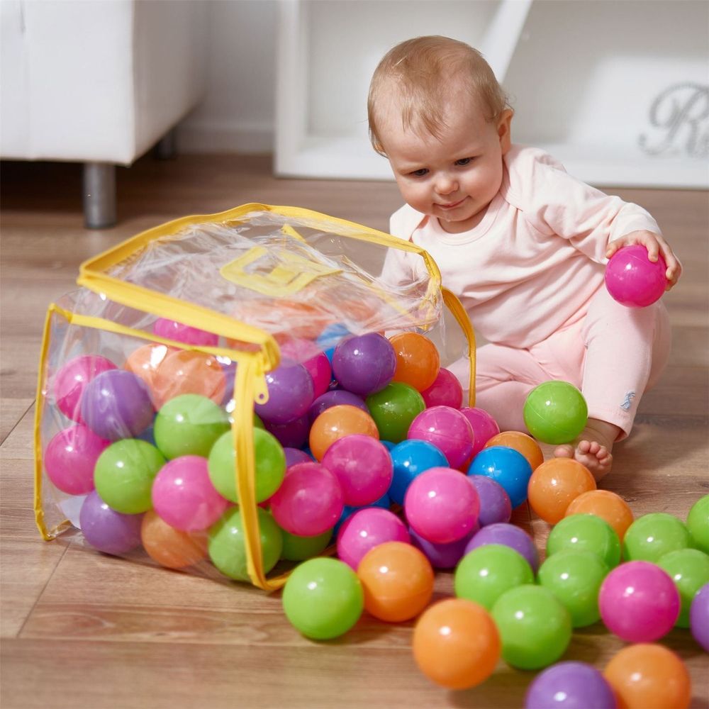Multicoloured Soft Plastic Play Pit Balls Non Toxic and BPA Free with Clear PVC Carry Bag
