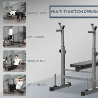 HOMCOM Adjustable Weight Bench Foldable with Barbell Rack and Dip Station