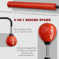 SPORTNOW Boxing Bag Freestanding Punching Bag with Reflex Bar Speed Balls