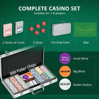 SPORTNOW 300-Piece Poker Chips Set w/ Mat, Aluminium Case, Two Decks of Cards