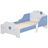 HOMCOM Kids Star Balloon Single Bed Frame Guardrails Slats Bedroom Furniture