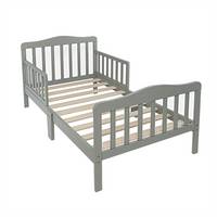 
              Wooden Baby Toddler Bed Children Bedroom Furniture with Safety Guardrails Grey
            