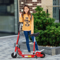 HOMCOM Teen Foldable Electric Scooter Battery 12V 120W with Brake Kickstand RED