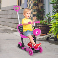 
              HOMCOM 5-in-1 Kids Baby Toddler Kick Scooter Removable Seat Height Adjustable
            