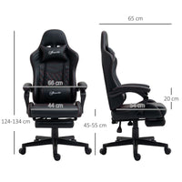 Vinsetto Racing Gaming Chair Faux Leather Gamer Recliner Home Office, Black