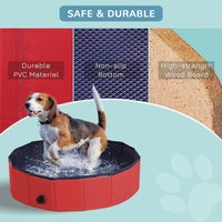
              Pawhut Pet Pool 80x20cm Swimming Bath Portable Cat Dog Foldable Puppy Bathtub
            