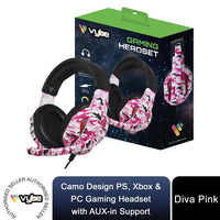 
              Vybe Headset Camo Design for PS Xbox & PC Gaming with AUX-in Support Diva Pink
            