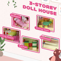 
              AIYAPLAY Dolls House with 13 Pieces Wooden Furniture and Accessories
            