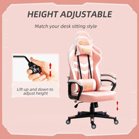 Vinsetto Racing Gaming Chair with Lumbar Support Gamer Office Chair Pink
