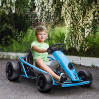 HOMCOM 24V Electric Go Kart for Kids with Music Horn Honking Slow Start BLUE