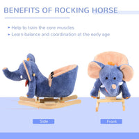 
              HOMCOM Rocking Horse Ride on Toy Seat Belt Safety Toddler Elephant Music
            